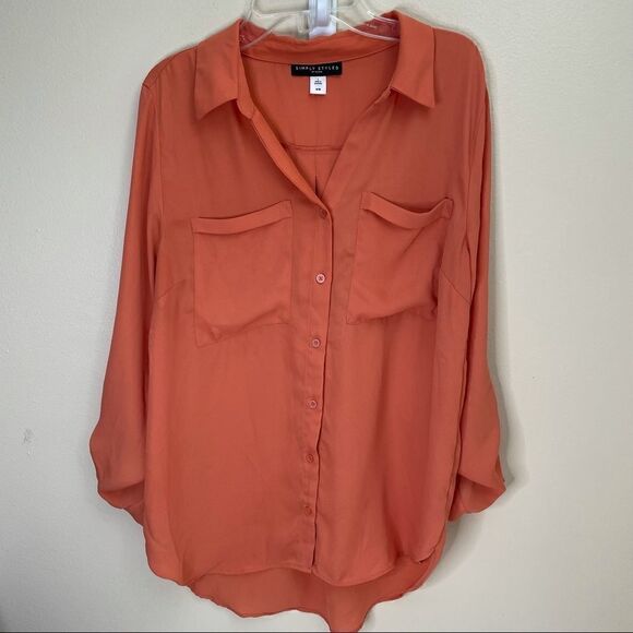 Simply Styled by Sears | Medium Top| Career wear| button down - Picture 1 of 11